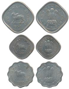 Cupro-Nickel set of 3, 2 Annas, 1 Anna and ½ Anna, 1950, Bombay Mint. Uncirculated, Scarce
