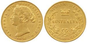 Australia, Victoria, Gold Sovereign, 8g, 1870, Laureate head, Sydney Mint, (KM 4). Very Fi