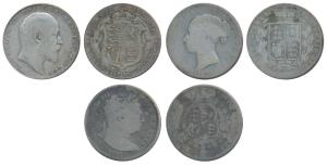 Great Britain, Silver ½ Crown (3), George III, 1817, large "bull" laureate head right; Vic
