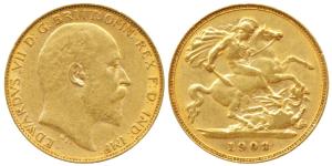 Great Britain, Edward VII, Gold ½ Sovereign, 4g, 1903, rev. St. George slaying a dragon (K