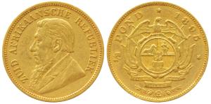 South Africa, Gold Kruger ½ Pond, 4g, 1895, rev. Single shaft wagon, (KM 9.2). About Extre