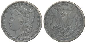 United States of America, Silver Morgan Dollar, 1884 S, (KM 110). Very Fine+.