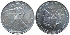 United States of America, Silver Dollar, 31.29g, 1991, Walking Liberty, (KM 273). Mint Sta