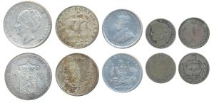 Assorted Lot, Netherlands, Wilhelmina I, Silver 1 Guilden, 9.9g; Portugal, Silver 5 Escudo