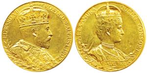 Edward VII Coronation, Gold Medal, 17.26g, 9th August 1902, obv. Crowned bust of Edward VI