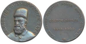 Silver Medal, 23g, obv. Raised bust of Jamsetjee Nusserwanji Tata, rev. Golden Jubilee, 19