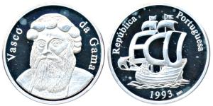 Vasco Da Gama, Silver Medallion, 20g, ship on rev. Proof.