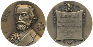 Verdi (1813 - 1901), Italian Maestro and Composer, Bronze Medallion, obv. Portrait with da