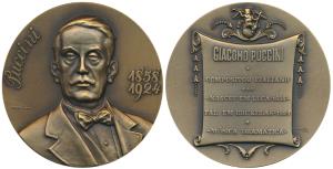 Puccini (1858 - 1924), Italian Maestro and Composer, Bronze Medallion, obv. Portrait with 