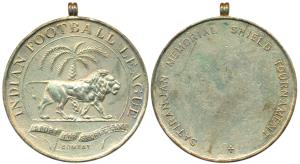 Indian Football League, Gold gilt Copper Medal, obv. lion and palm tree symbol, rev. Satir
