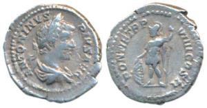 Roman, Caracalla (198-217 AD), Silver Denarius, 3.07g, obv. laureate head to right with le