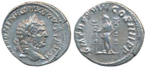 Roman, Caracalla, Silver Denarius, 3.31g, obv. laureate head to right with legend ANTONINV