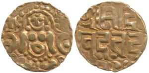 Gahadavalas of Kanauj, Govinda Chandradeva, Gold 4 ½ Masha, 3.8g, obv. Goddess Lakshmi sea