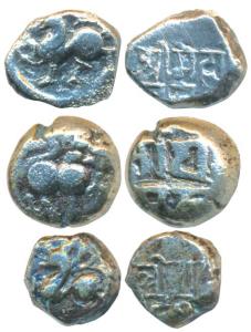 Yadavas of Devagiri, Mahadeva, Silver Dramma, 0.89g; Ramachandra Deva, Silver Dramma, 0.81