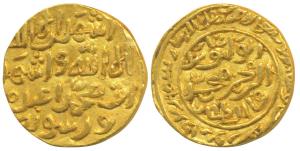Muhammad Shah III bin Tughluq, Gold Dinar, 12.85g, Shahr Sultanpur Mint, al-wathiq type (G