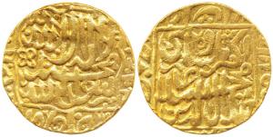 Gold Token, 10.8g, stylization that of an Akbar Gold Mohur, obv. Kalima within square scal