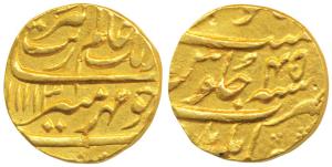 Aurangzeb, Gold Mohur, 10.99g, Jahangirnagar (Dhaka) Mint, AH 1113/45, (KM 315.23). Slight