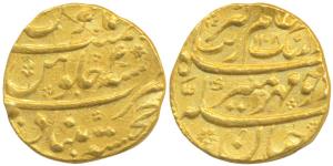 Aurangzeb, Gold Mohur, 10.93g, Khujista Bunyad Mint, AH 1108/40, complete mint name at bot