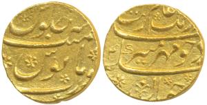 Aurangzeb, Gold Mohur, 11.0g, Surat Mint, AH 1114 (KM 315.45). Very Fine+.