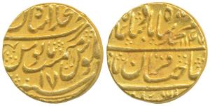Muhammad Shah (AH 1131-1161; 1719-1748 AD), Gold Mohur, 10.89g, Dar-ul-Khilafat Shahjahana