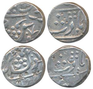 Jafarabad urf Chandor Mint, Silver Rupee (2), in the name of Shah Alam II, usual floral sp