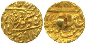 Jaswant Singh, Gold ½ Mohur, 6.1g, in the name of Victoria, daroga mark ‘Aum’ (KM 79). Rin