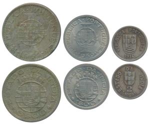 Cupro-Nickel 2 Tangas, 1934; Cupro-Nickel 1 & 6 Escudos 1959. Very Fine+. (3)