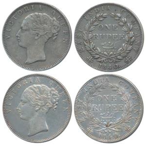 Victoria Queen, Silver Rupee, 1840, continuous legend, Calcutta Mint, English Head, Rev. I
