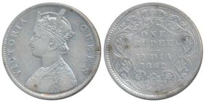 Victoria Queen, Silver Rupee, 1862, Calcutta Mint, B / III, 150 ridges, 30.6 mm, (Prid 60)