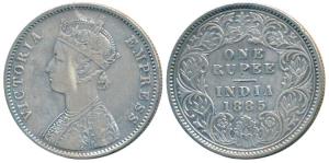 Victoria Empress, Silver Rupee, 1885, Bombay Mint, C4 / I / B raised, C4 is a recently dis