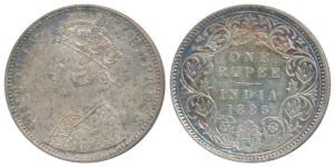 Victoria Empress, Silver Rupee, 1885, Bombay Mint, A3 / II / B raised, (Prid 168). About U