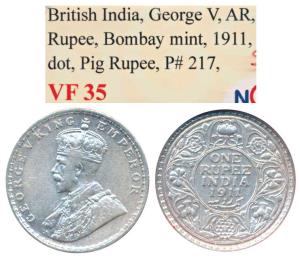 George V, Silver Rupee, 1911, Bombay Mint (Prid 217). Very Fine.