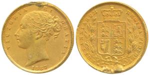 Australia, Victoria Queen, Gold Sovereign, 8g, 1887, Young head, Shield on rev. ‘S’ mint m