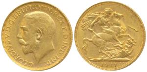 Australia, George V, Gold Sovereign, 8g, 1917, ‘P’ mint mark for Perth Mint (KM 29). Extre