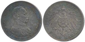 German States, Prussia, Kaiser Konig, Silver 5 Mark, 27.78g, 1913A, Coronation Anniversary
