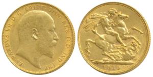Great Britain, Edward VII, Gold Sovereign, 1910 (KM 805). Very Fine+.