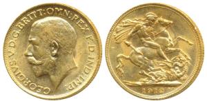 Great Britain, George V, Gold Sovereign, 8g, 1912, (KM 820). About Uncirculated.
