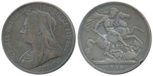 Great Britain, Victoria, Silver Crown, 1900 (KM 783). One edge knock on rev., Very Fine, S