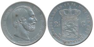 Netherlands, Willem III Koning, Silver 2 ½ Gulden, 24.72g, 1874 (KM 82). Very Fine+.