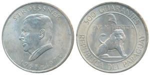 Paraguay, Silver 300 Guaranies, 26.6g, 1973 (KM 29). Uncirculated.