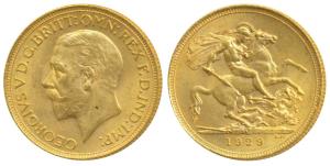 South Africa, George V, Gold Sovereign, 8g, 1929, ‘SA’ mint mark for South Africa, St. Geo