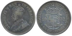 South Africa, George V, Silver 2½ Shillings, 14.14g, 1932 (KM 19.3). Very Fine, Scarce.