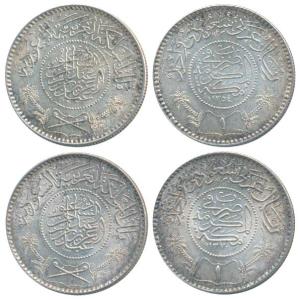 Saudi Arabia, Abd al-Aziz ibn Sa’ud, Silver 1 Riyal (2), each 11.6g, AH 1354, 1370 (KM 18)