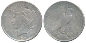 United States of America, Silver Peace Dollar, 1922, (KM 150). Very Fine+.