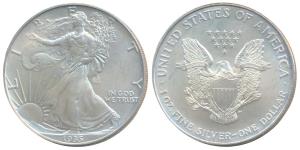United States of America, Silver Dollar, 31.1g, 1995, Walking Liberty, (KM 273). Mint Stat
