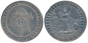 Silver Bar, 26g, obv. Shri Mahalaxmi standing on a lotus, an elephant and swans in the bac