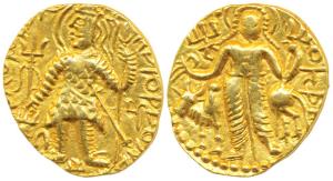 Kushanas, Vasudeva II (290-310 AD), Gold Dinar, 7.82g, obv. king standing facing, head lef