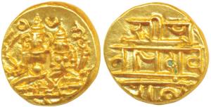Vijayanagar Empire, Devaraya I (1406-1422 AD), Gold Pagoda, 3.41g, obv. Shiva-Parvati seat