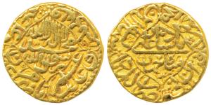 Shah Jahan, Gold Mohur, 10.86g, Akbarabad Mint, AH 1044/7, obv. Kalima within quatrefoil, 