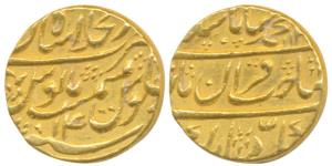 Muhammad Shah, Gold Mohur, 10.88g, Dar-ul-Khilafat Shahjahanabad Mint, AH 114X/1X, Sahib-i